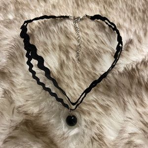 Black Choker with Black Pearl Charm